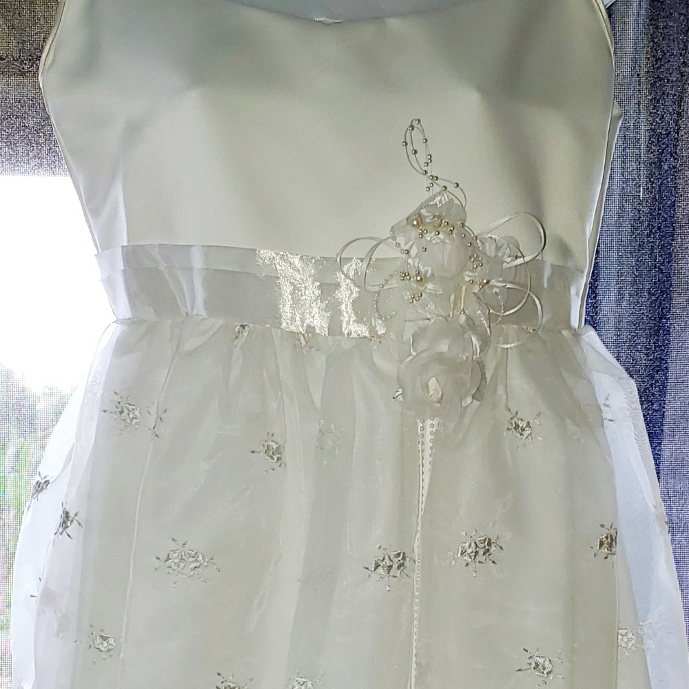 FORMAL WEDDING BRIDESMAID PROM DRESS IVORY SZ 14
